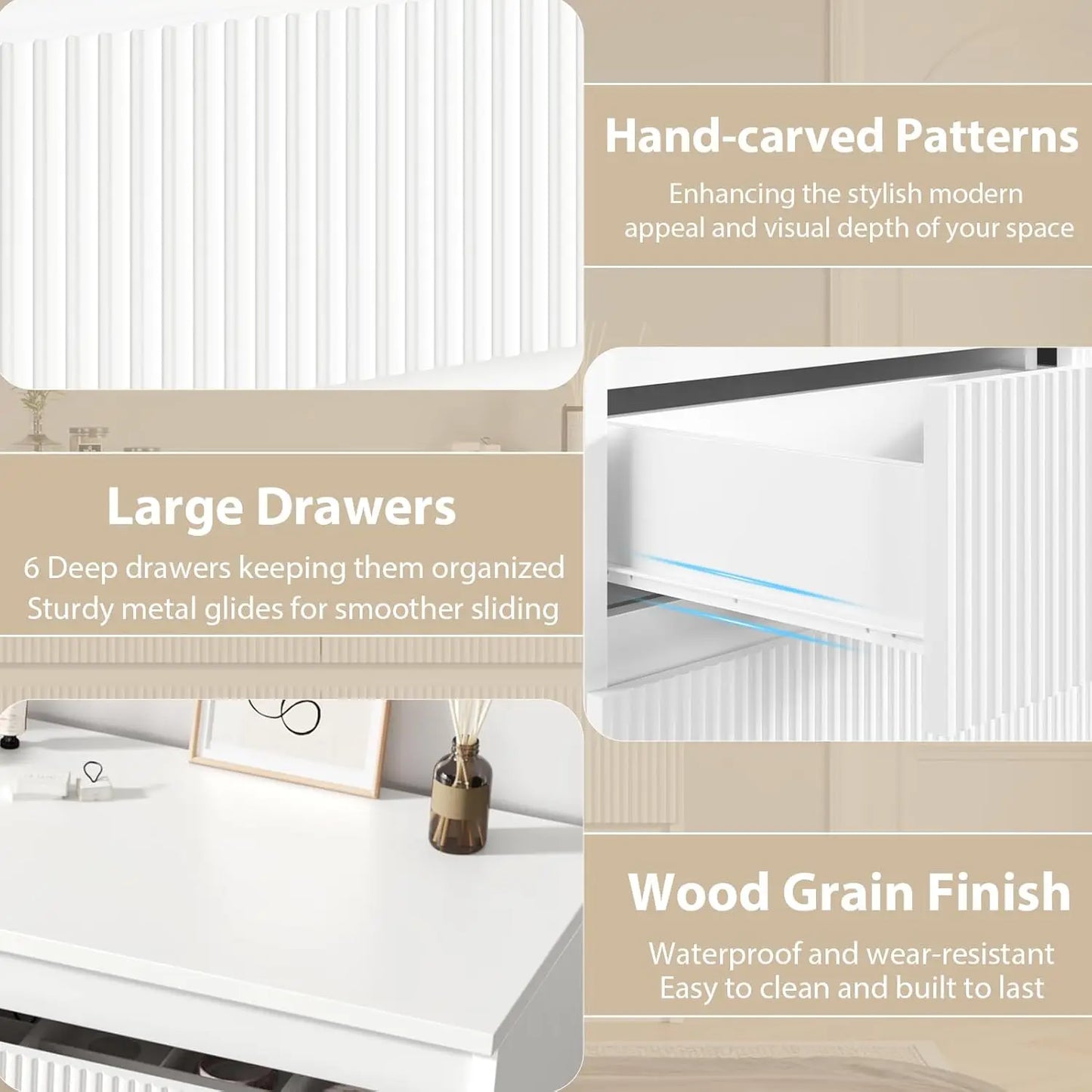 White 6 Drawer Dresser