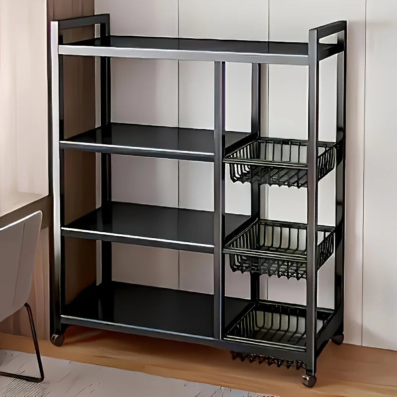 Heavy-Duty 4-Tier Freestanding Shelf with 3 Baskets