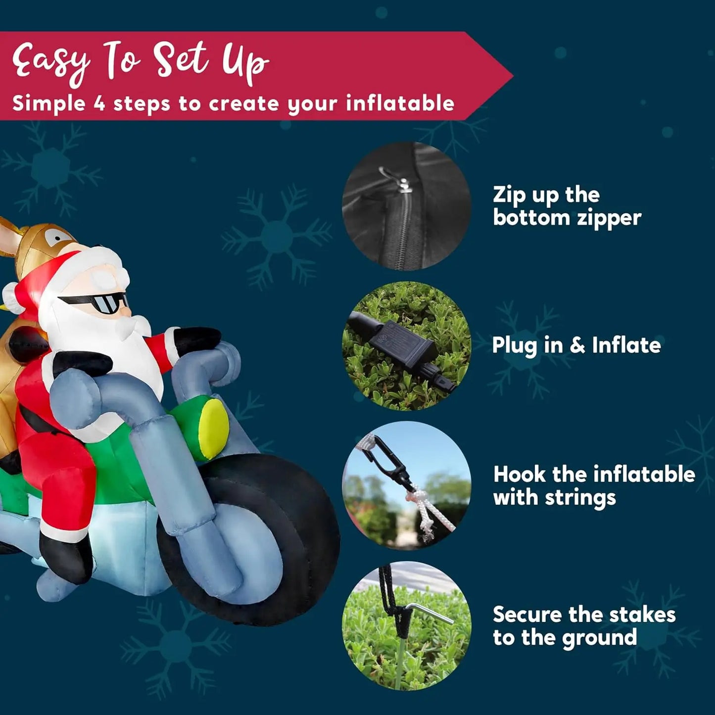 7 FT Christmas Decorations Santa Riding Motorcycle
