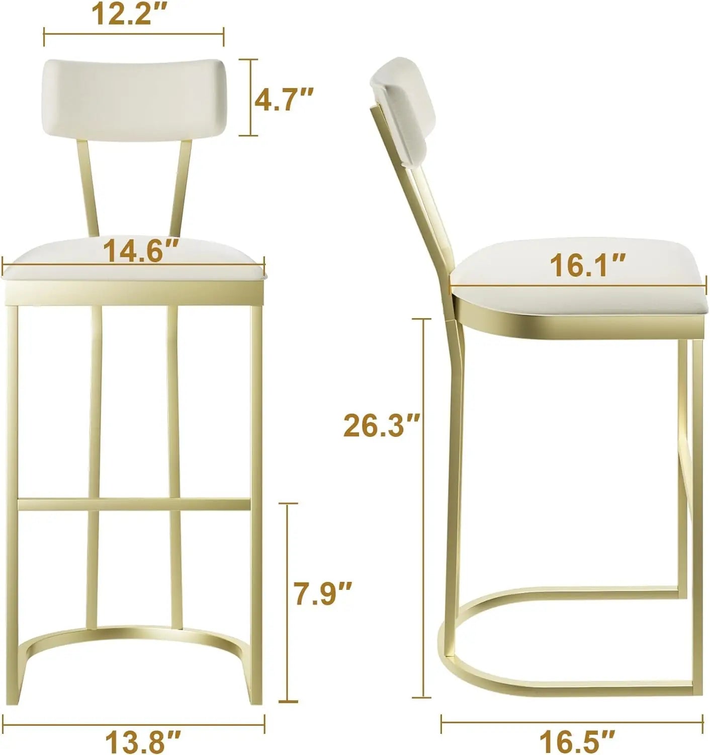 2Pcs Counter Height Bar Stools