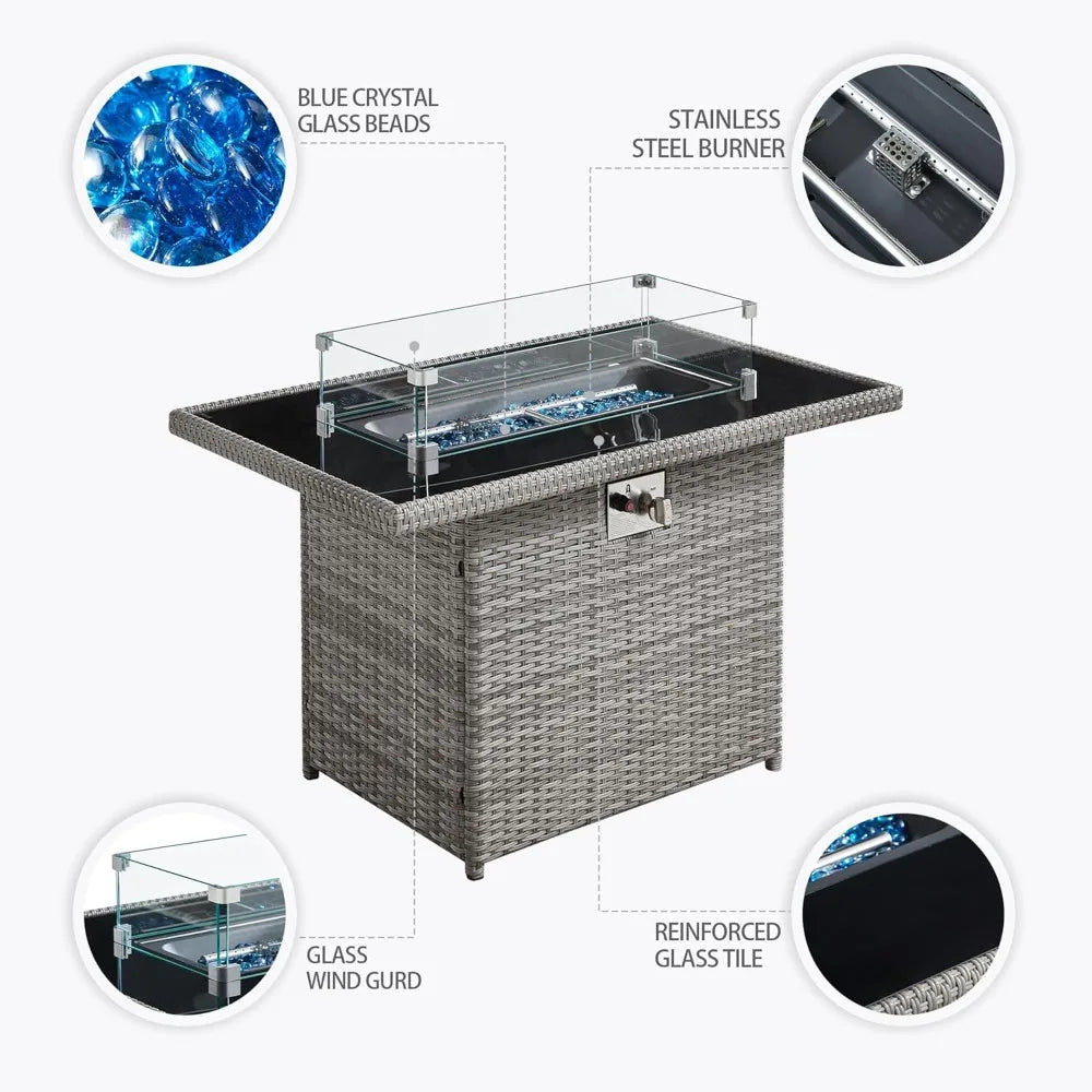 6-Piece Outdoor Patio Set with Fire Pit Table