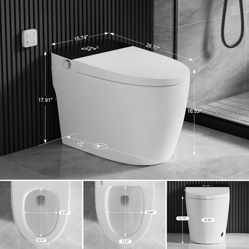 Toilet with Elongated Heated Seat, Auto Flush
