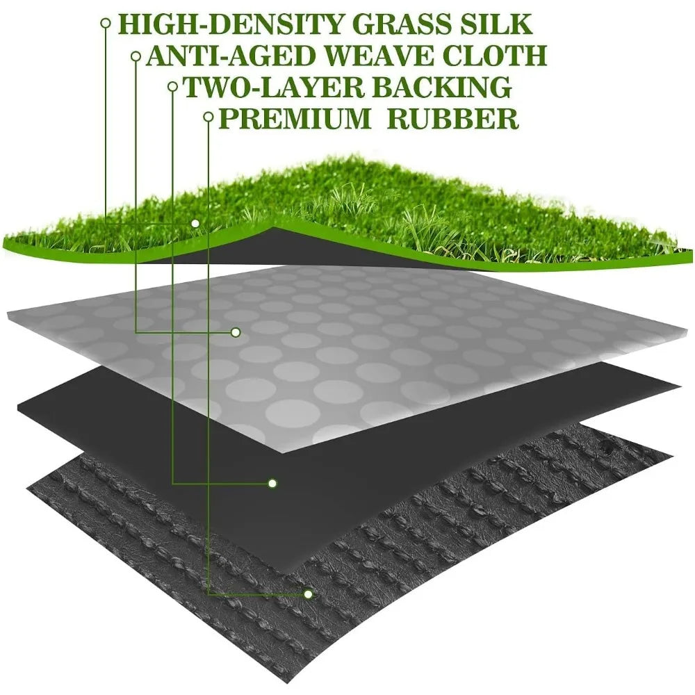 Artificial Turf 10 ft x 16 ft with Drainage, 1.38 Inch Realistic Fake Grass Rug Indoor Outdoor Lawn Landscape for Garden