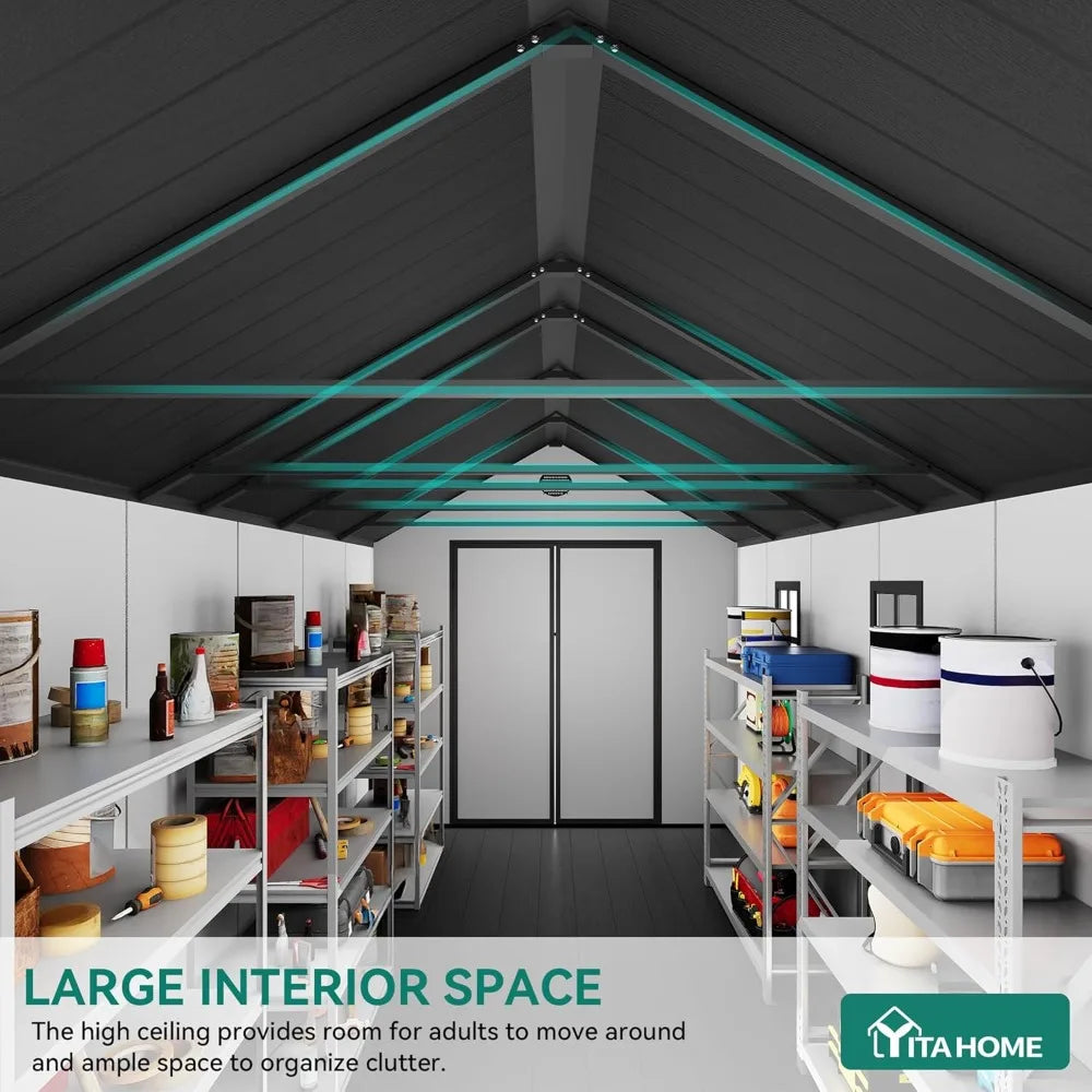 8x16 FT Waterproof Outdoor Storage Shed with Floor