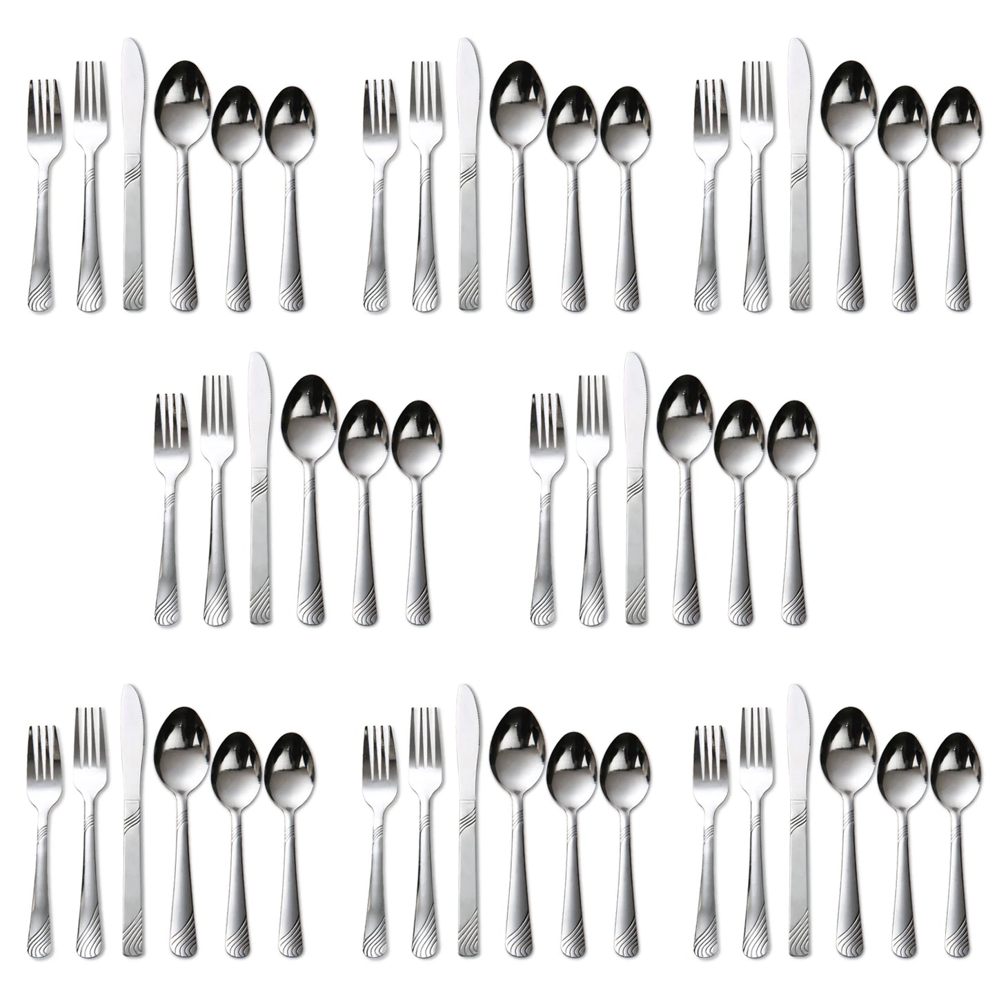 48Pcs Flatware Set Service for 8 Stainless Steel Knife Fork Spoon Tableware Flatware Set Kitchen Dinnerware Gift
