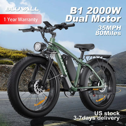 2000W Dual-Motor E-Bike 48V 22.4ah Fat Tires Full Suspension