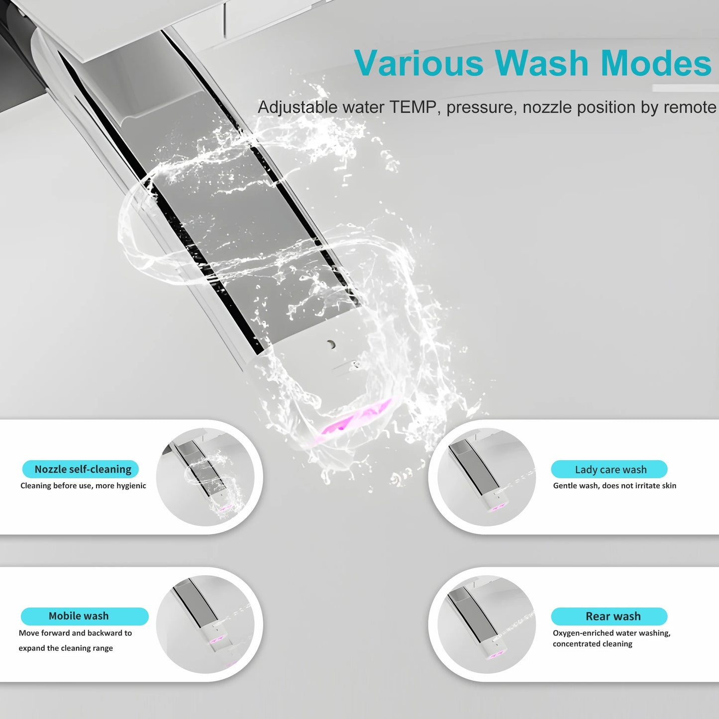 Warm Water Sprayer, AUTO Dual Flush, Heated Bidet Toilet Seat