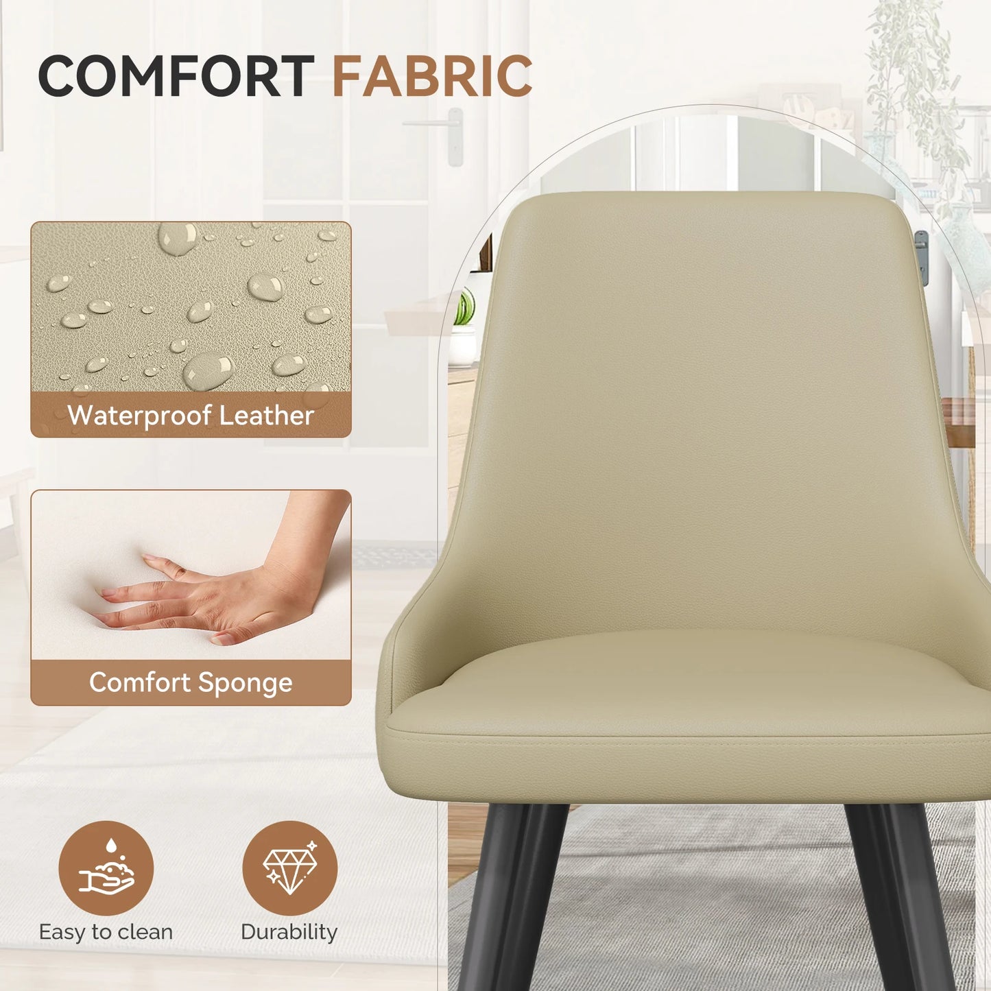 Set of 2 Faux Leather Upholstered Dining Chairs