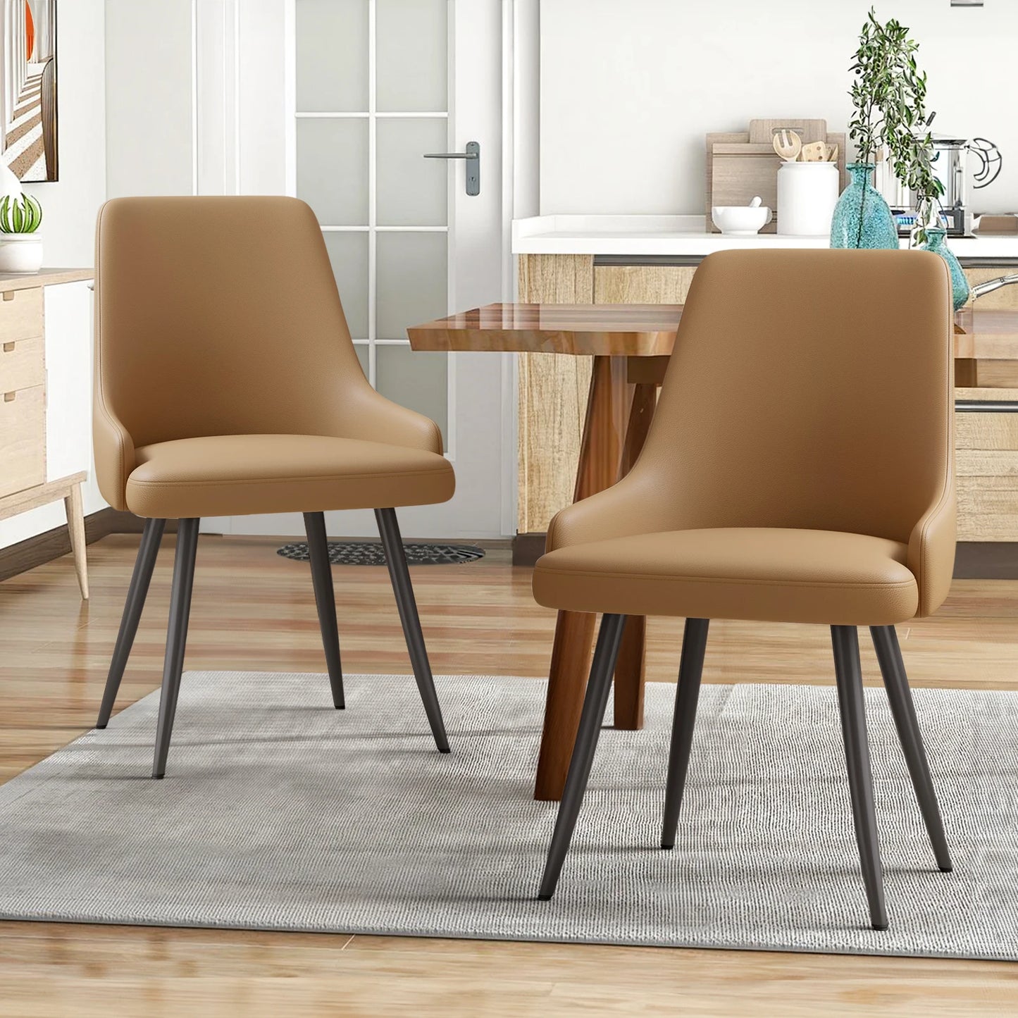Set of 2 Faux Leather Upholstered Dining Chairs