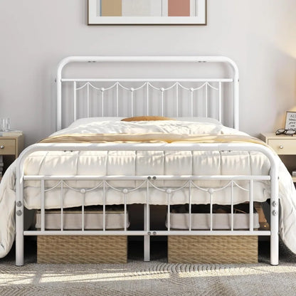 Metal Bed Frames with Vintage Headboard and Footboard