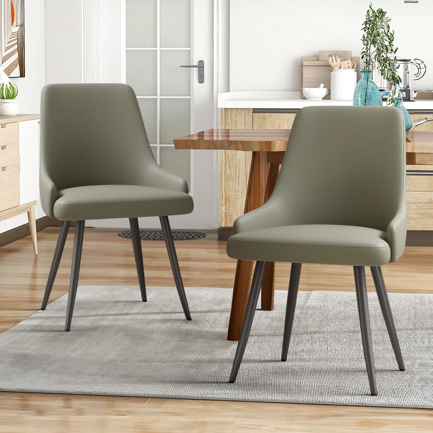 Set of 2 Faux Leather Upholstered Dining Chairs