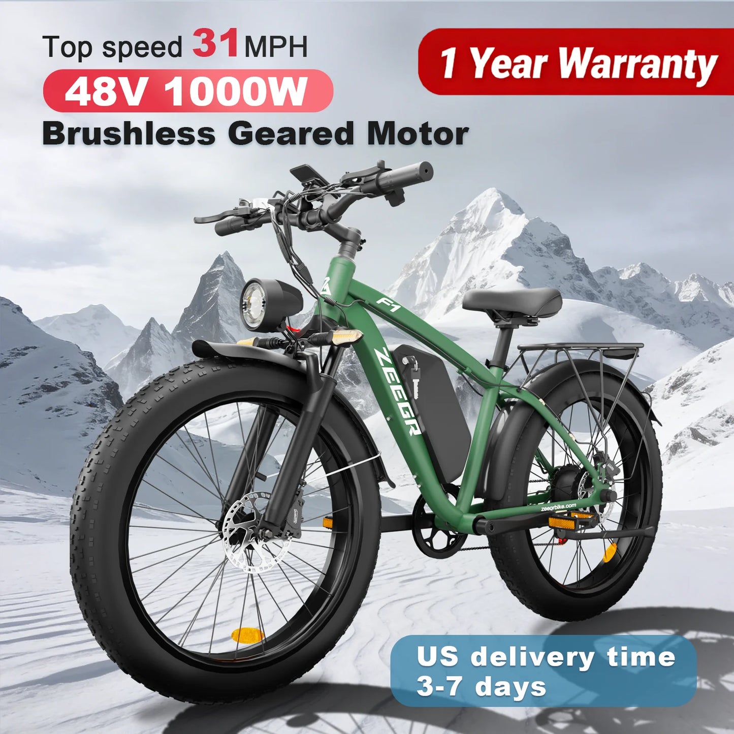 2000W Dual-Motor E-Bike 48V 22.4ah Fat Tires Full Suspension
