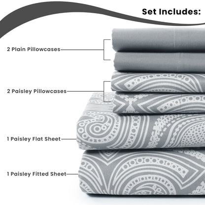 Lux Decor 6Pc Paisley Sheet Set – Soft Microfiber