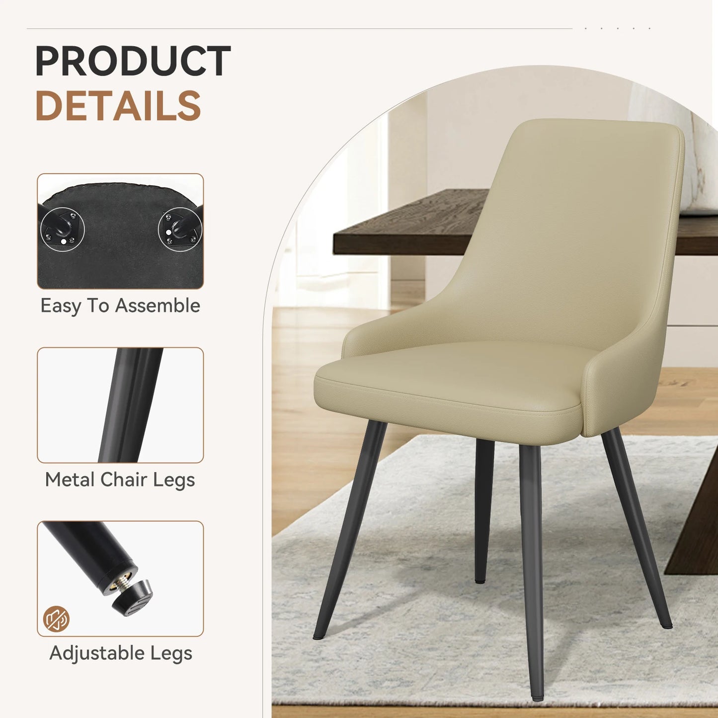 Set of 2 Faux Leather Upholstered Dining Chairs