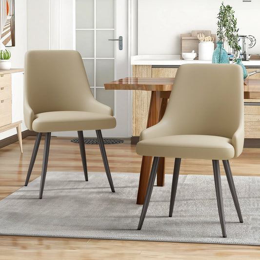 Set of 2 Faux Leather Upholstered Dining Chairs