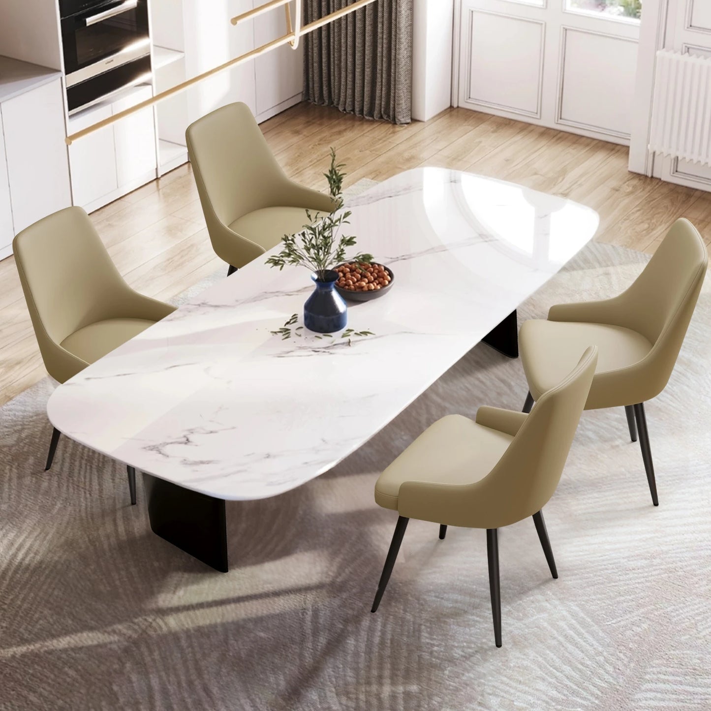 Set of 2 Faux Leather Upholstered Dining Chairs