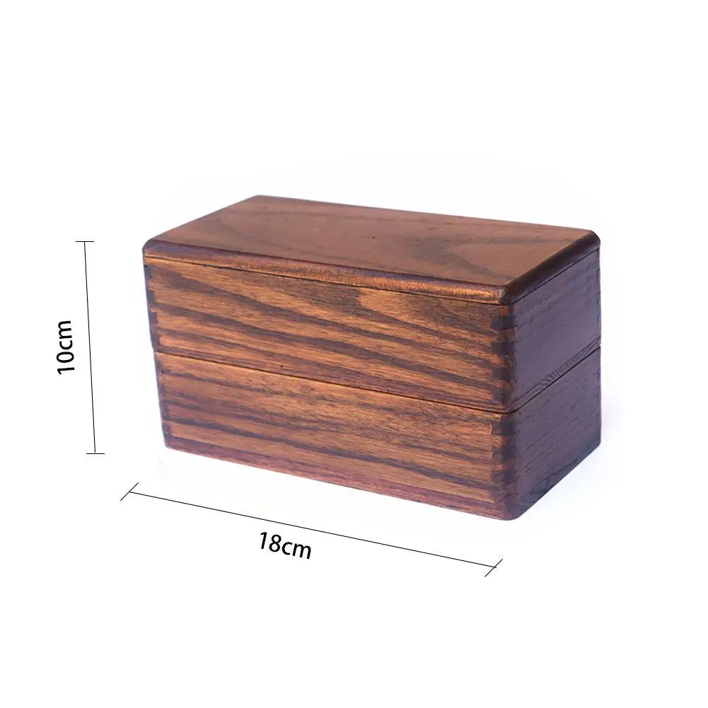 Rectangle Double Layer Wood  Containers Japanese Bento Sushi Lunch Box Sushi Portable Food Container Dropshipping