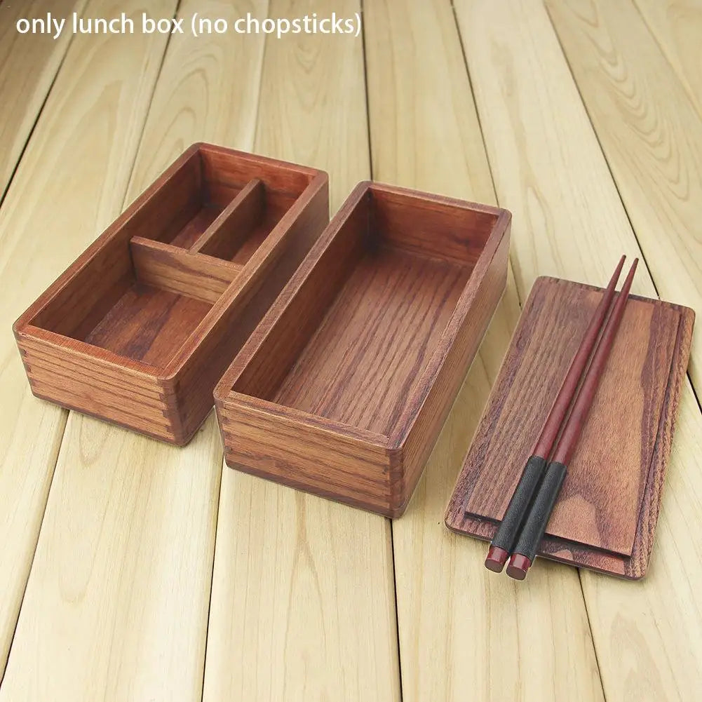Rectangle Double Layer Wood  Containers Japanese Bento Sushi Lunch Box Sushi Portable Food Container Dropshipping