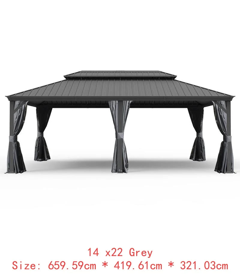 14x24 Hardtop Gazebo, Upgraded Metal Canopy with Drainage