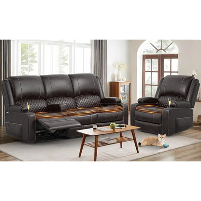 3 Seater Recliner Sofa Set 2-tier Cushion