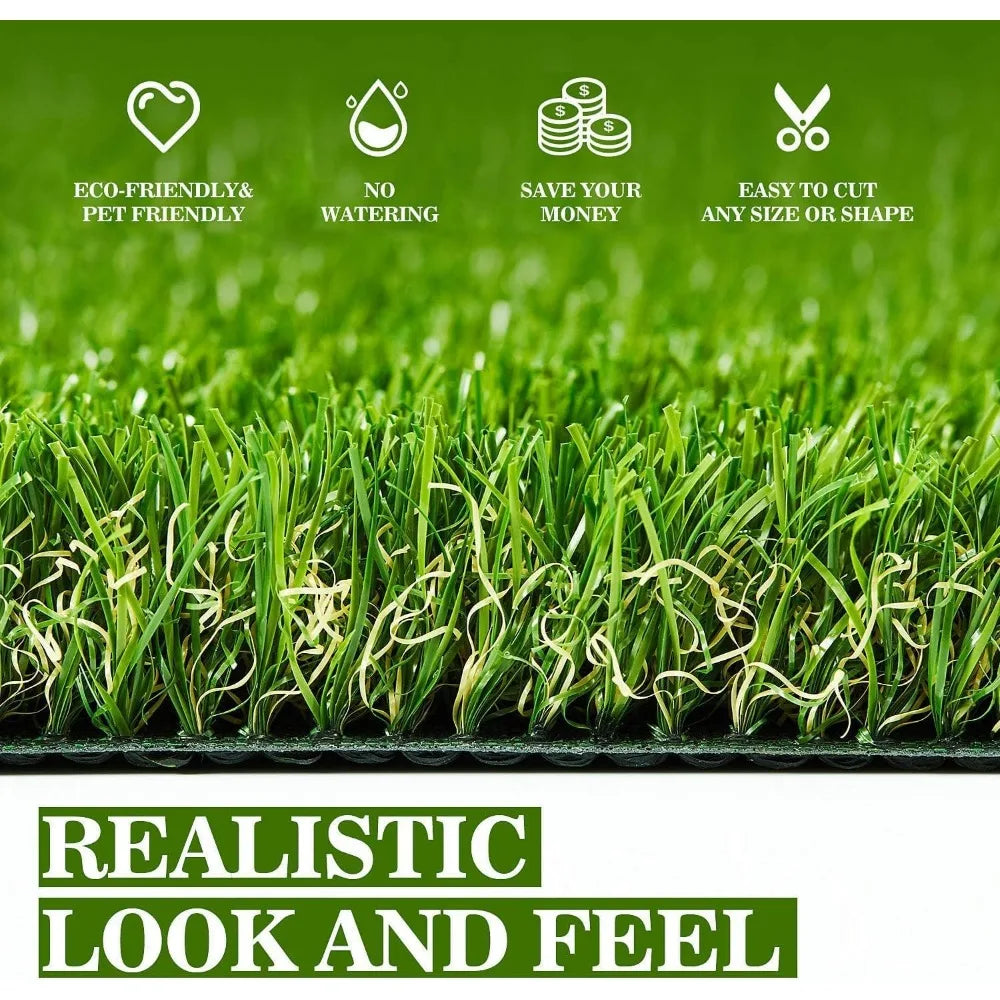 Artificial Turf 10 ft x 16 ft with Drainage, 1.38 Inch Realistic Fake Grass Rug Indoor Outdoor Lawn Landscape for Garden