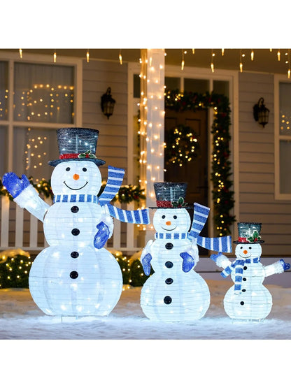 3 Pcs 3D Christmas Collapsible Snowman Yard