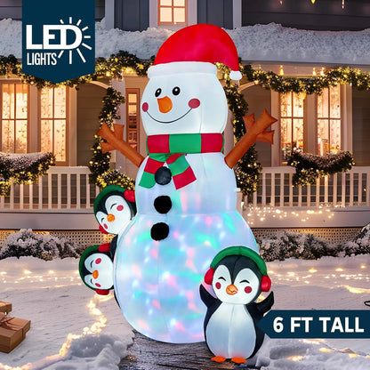 6 FT Christmas Snowman Inflatable Multicolor LEDs