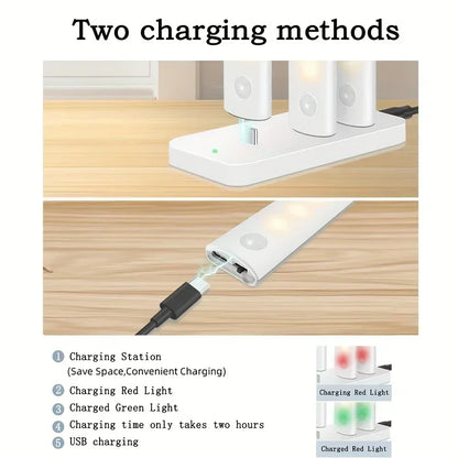 Under Cabinet Lights 1/3/6pcs, Motion Sensor Rechargeable Battery Operated 2 Colors LED Light  for  Closet, Kitchen, Bathroom