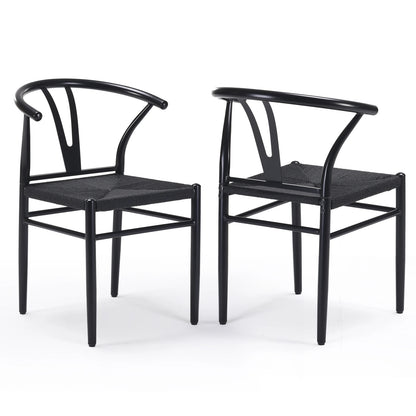 Wood Wishbone Dining Room Chairs Set of 2