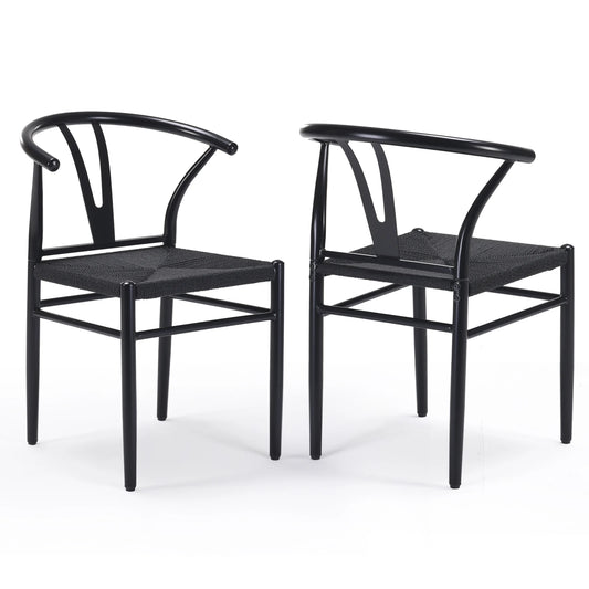 Wood Wishbone Dining Room Chairs Set of 2