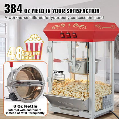 8/12Oz Electric Popcorn Maker Commercial Popper Machine