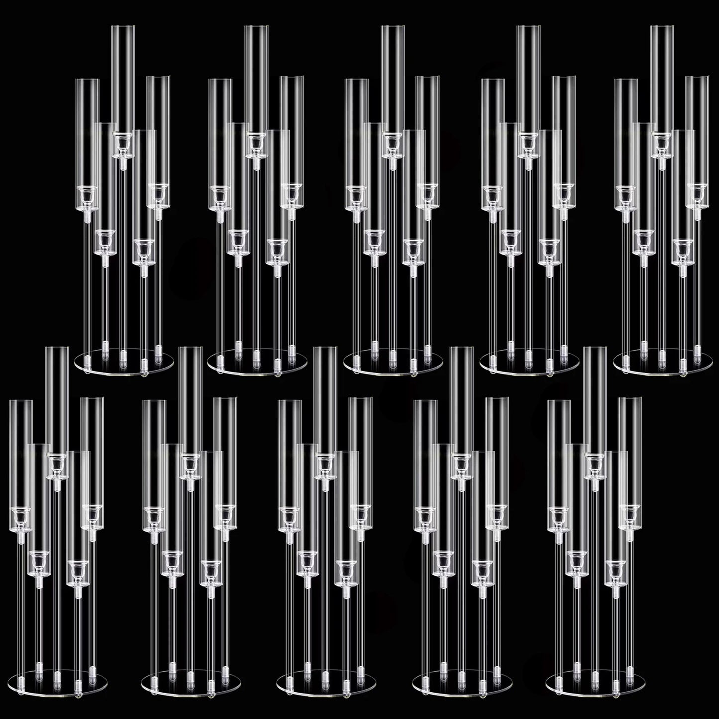 2/4/6/8/10pcs Acrylic Candelabra Centerpieces 5 Arm Candlesticks