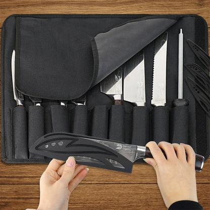 8pcs Kitchen Knife Damascus Stainless Steel Nylon Bag
