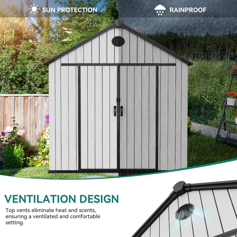 8x16 FT Waterproof Outdoor Storage Shed with Floor