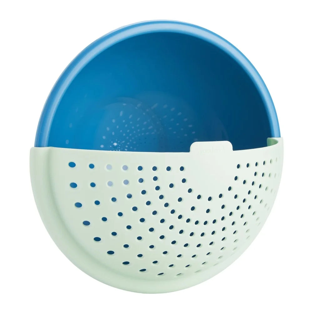2-in-1 Soak Strain Bowl Non-Slip Colander Kitchen Food Strainer Plastic Mixing Serving Drainage Compact Storage Tools