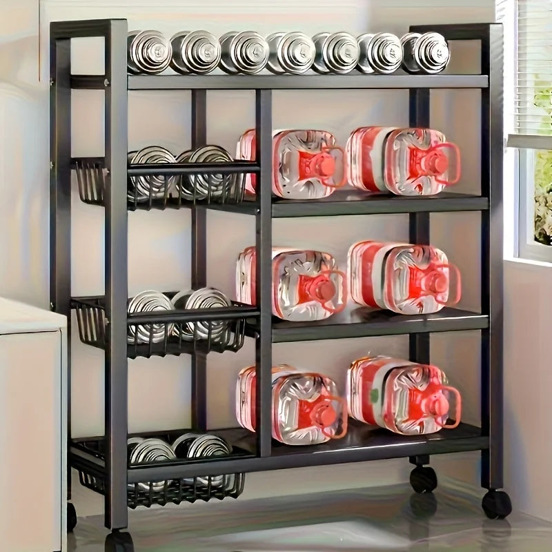 Heavy-Duty 4-Tier Freestanding Shelf with 3 Baskets