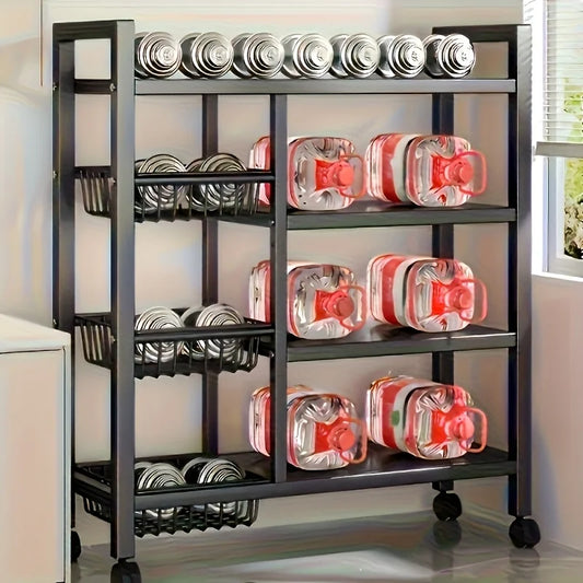 Heavy-Duty 4-Tier Freestanding Shelf with 3 Baskets
