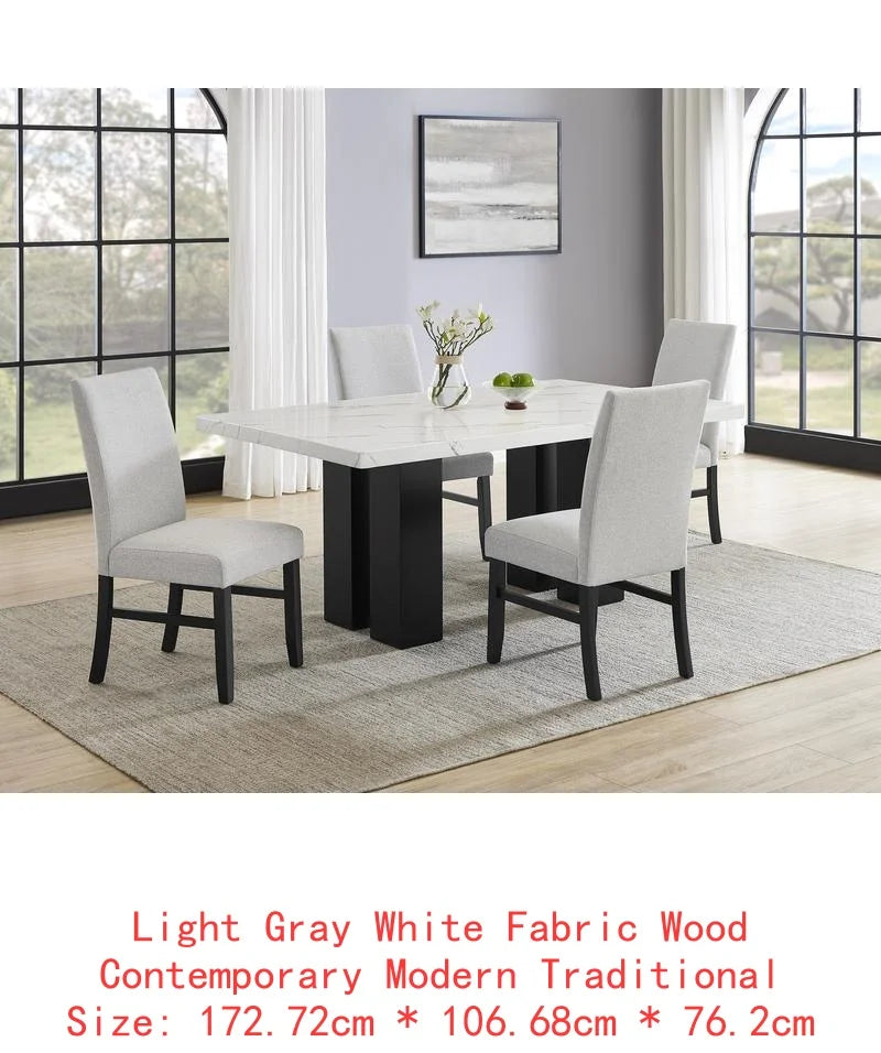 6-Pc Dining Set, White Rectangular Marble Tabletop