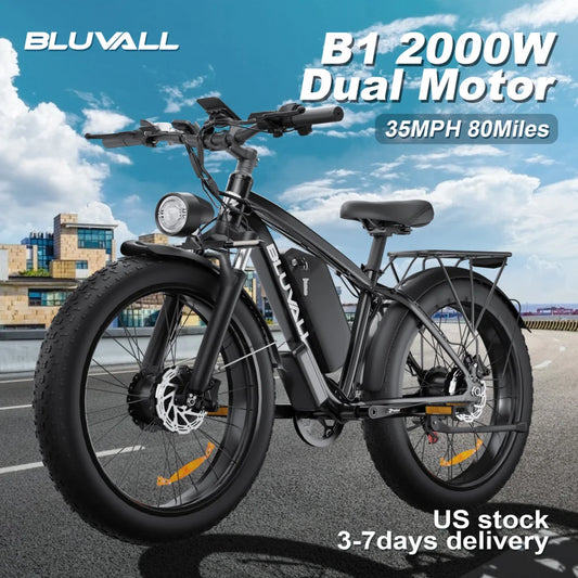 2000W Dual-Motor E-Bike 48V 22.4ah Fat Tires Full Suspension