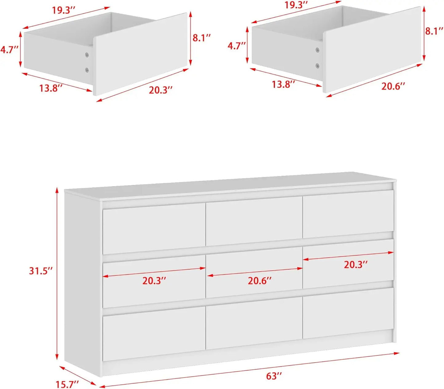 9 Drawer Dresser With Deep Drawers