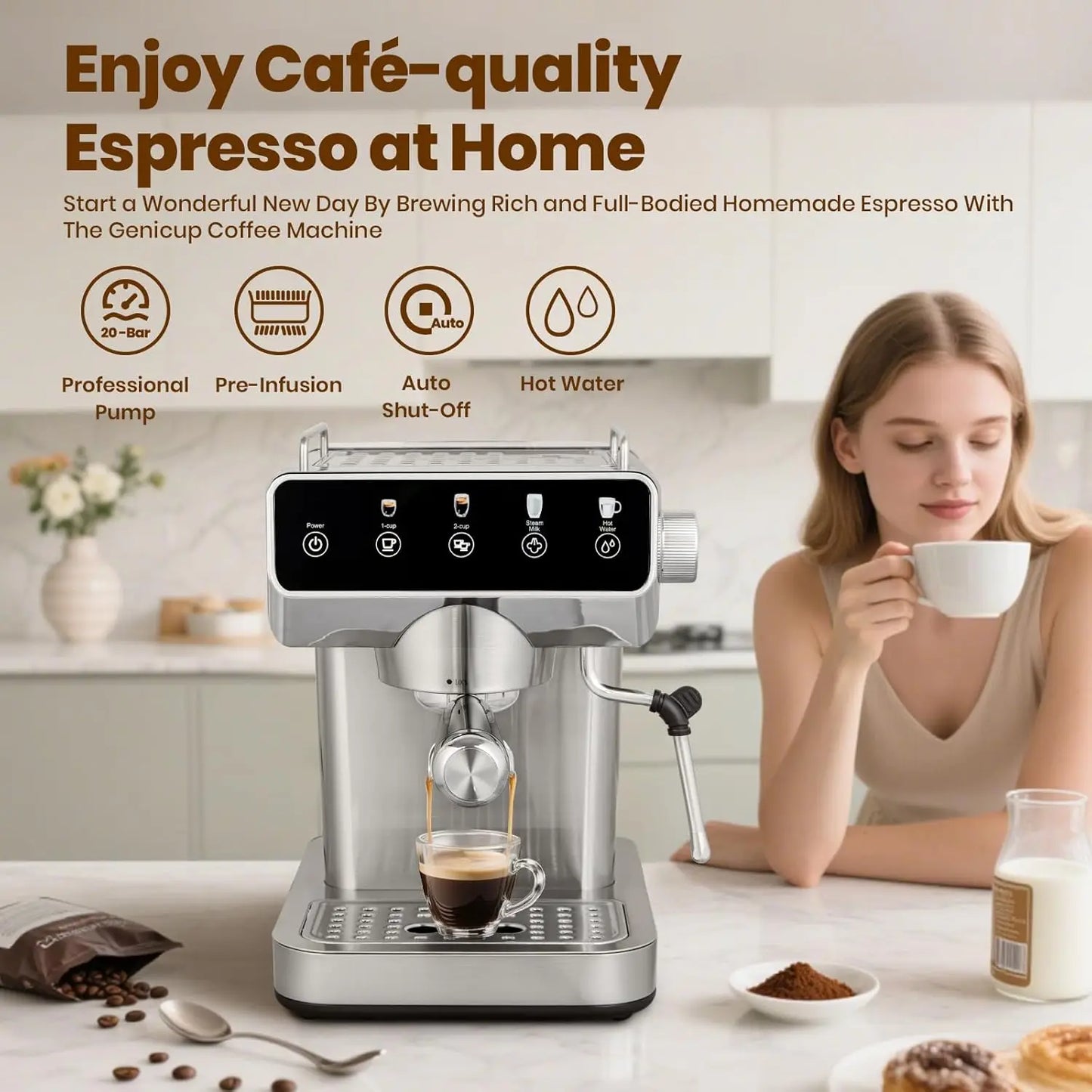 Expresso Coffee Machines With Touchscreen 20 Bar