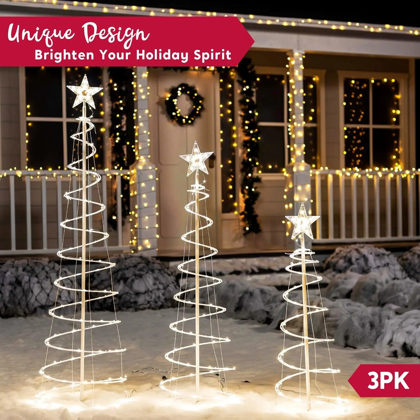 3 Pack Spiral Christmas Tree Lights
