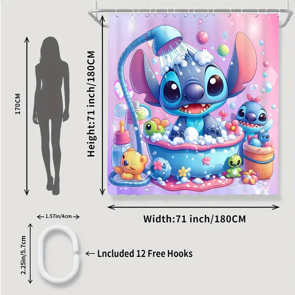 Stitch Bathroom Four-piece Set - Waterproof Shower Curtain