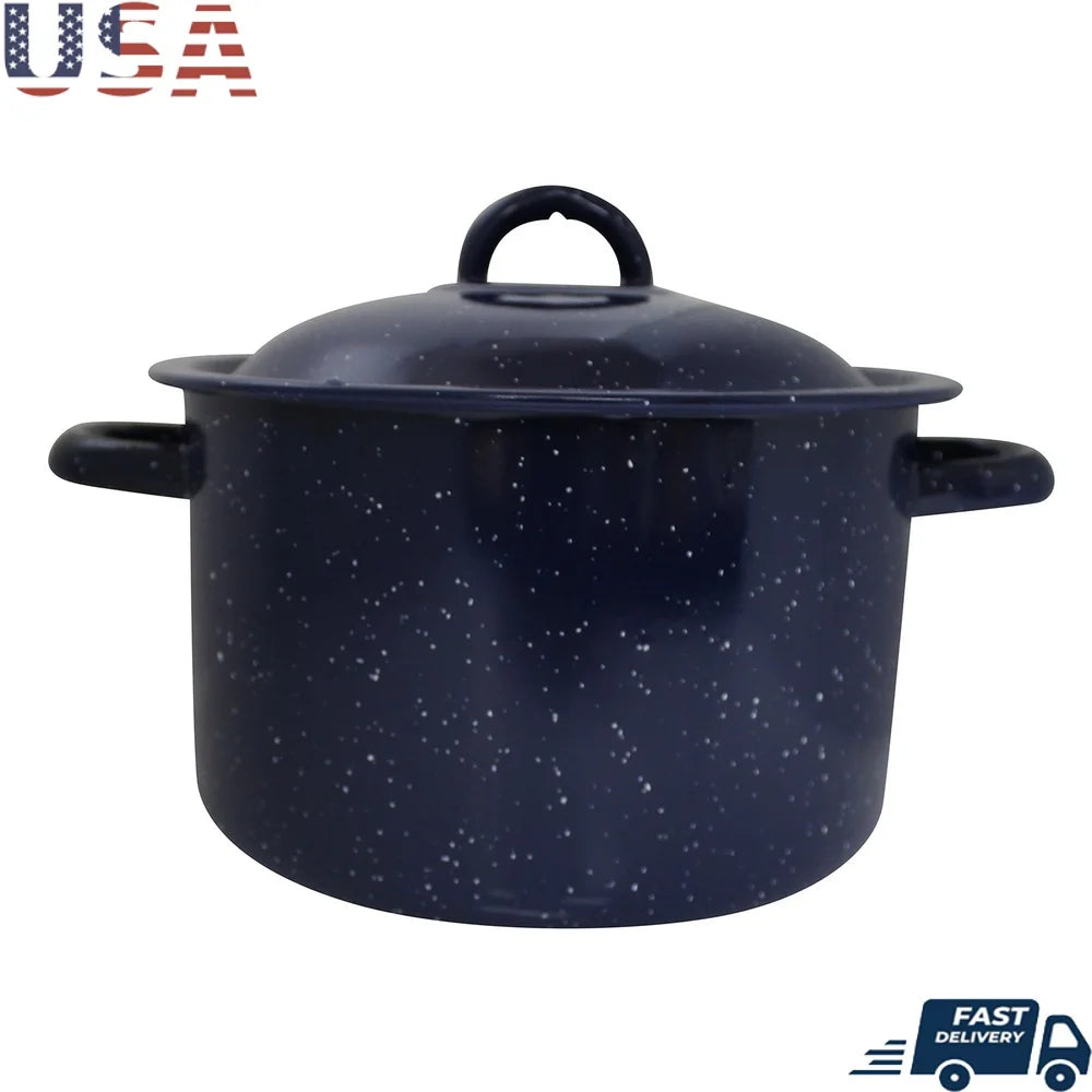 6Qt Enamel Stock Pot Heavy Duty Cooking Pot Stylish Efficient Heat Distribution Perfect Soups Stews Pasta Family Gatherings
