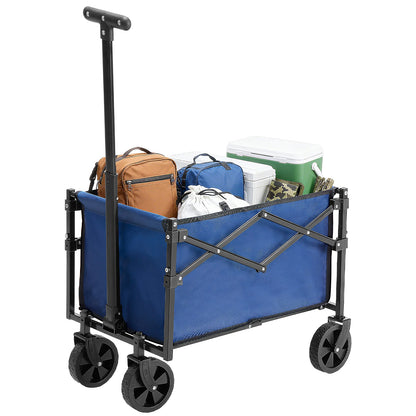 Outdoor Foldable Collapsible Wagon with Wheels 176 lbs Capacity Lightweight Portable with Flexible Handle for Garden Camping