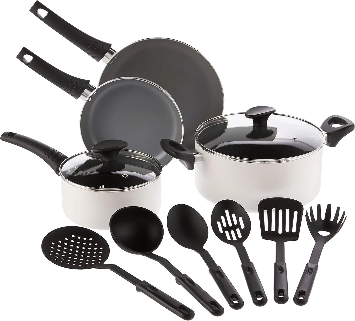 bella Cookware Set 12 Piece Pots andPans Utensils Nonstick PFOA Free Scratch Resistant Cooking Surface Compatible Nylon Aluminum