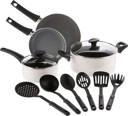bella Cookware Set 12 Piece Pots andPans Utensils Nonstick PFOA Free Scratch Resistant Cooking Surface Compatible Nylon Aluminum