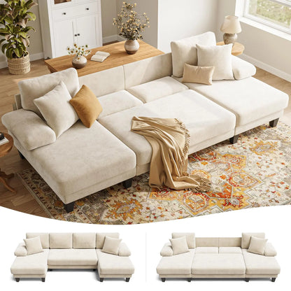 U-Shaped Sleeper Sofa with Pull Out Couch Bed