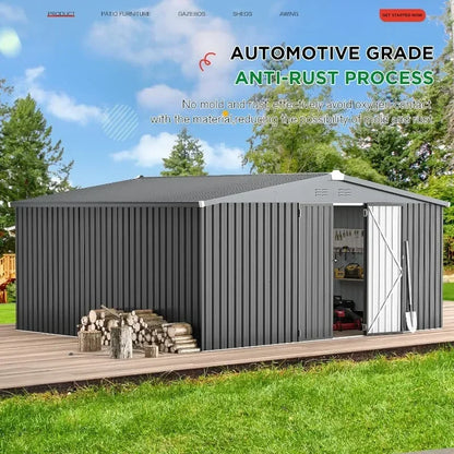 12x14 Outdoor Metal Storage Sheds With Lockable Doors