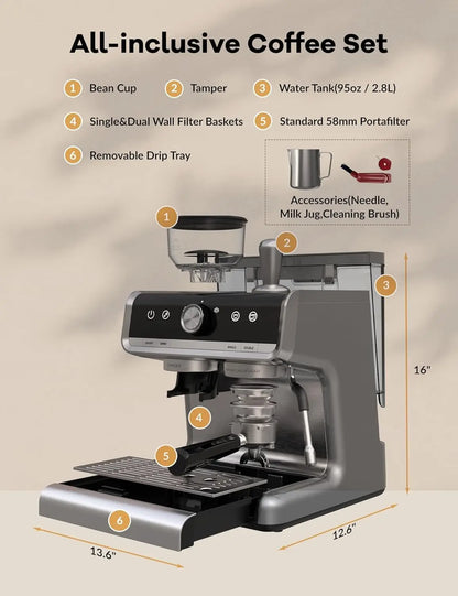 20 Bar Espresso Coffee Machine with Grinder